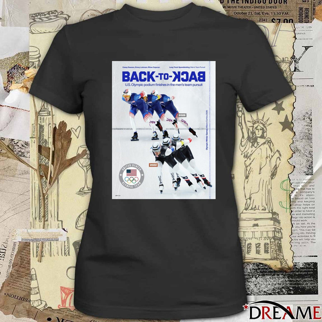Casey Dawson, Emery Lehman, Ethan Cepuran Long Track Speedskating Back-to-back U.S Olympic Podium Finishes t-shirt