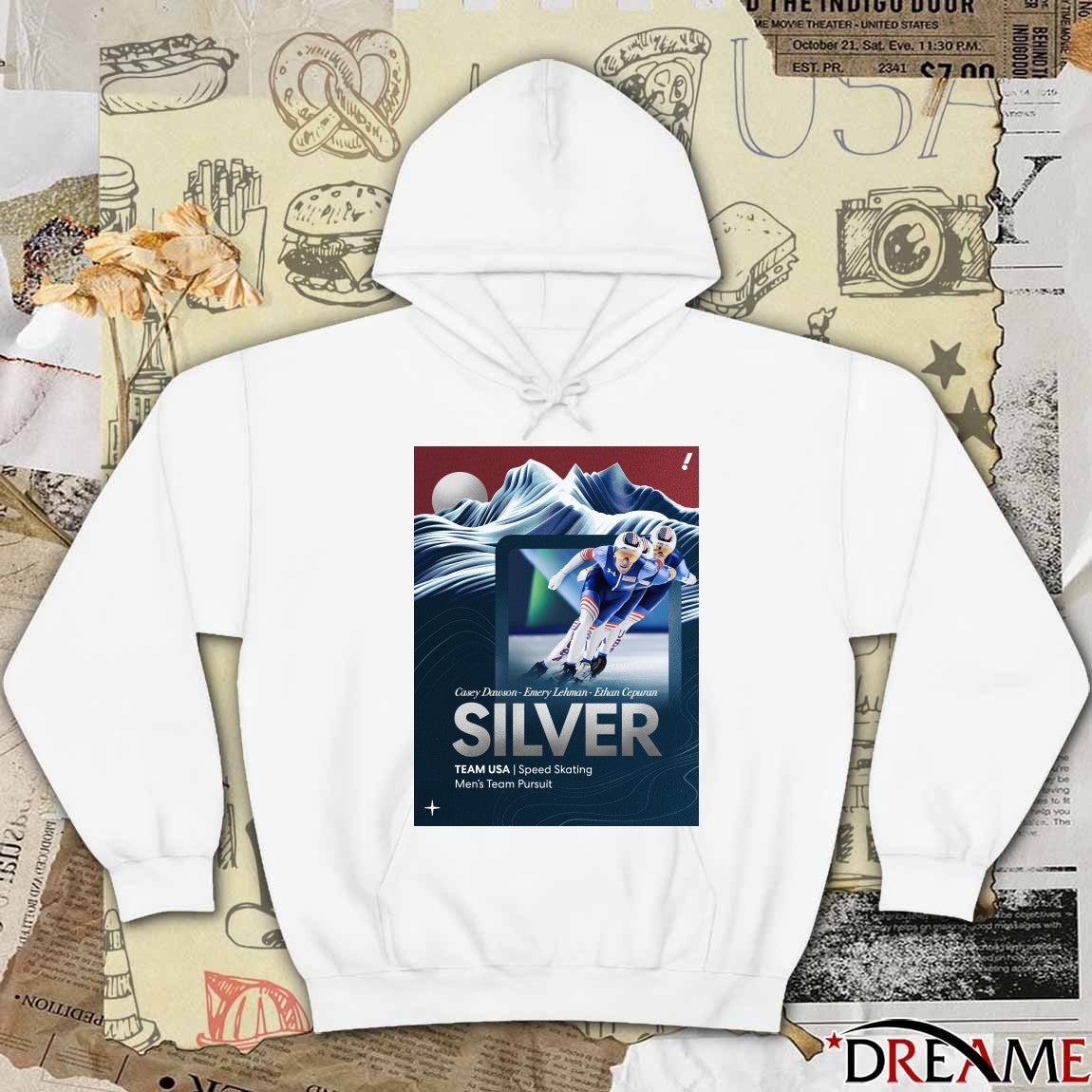 Casey Dawson – Emery Lehman – Ethan Cepuran SILVER TEAM USA Speed Skating Men’s Team Pursuit t-shirt