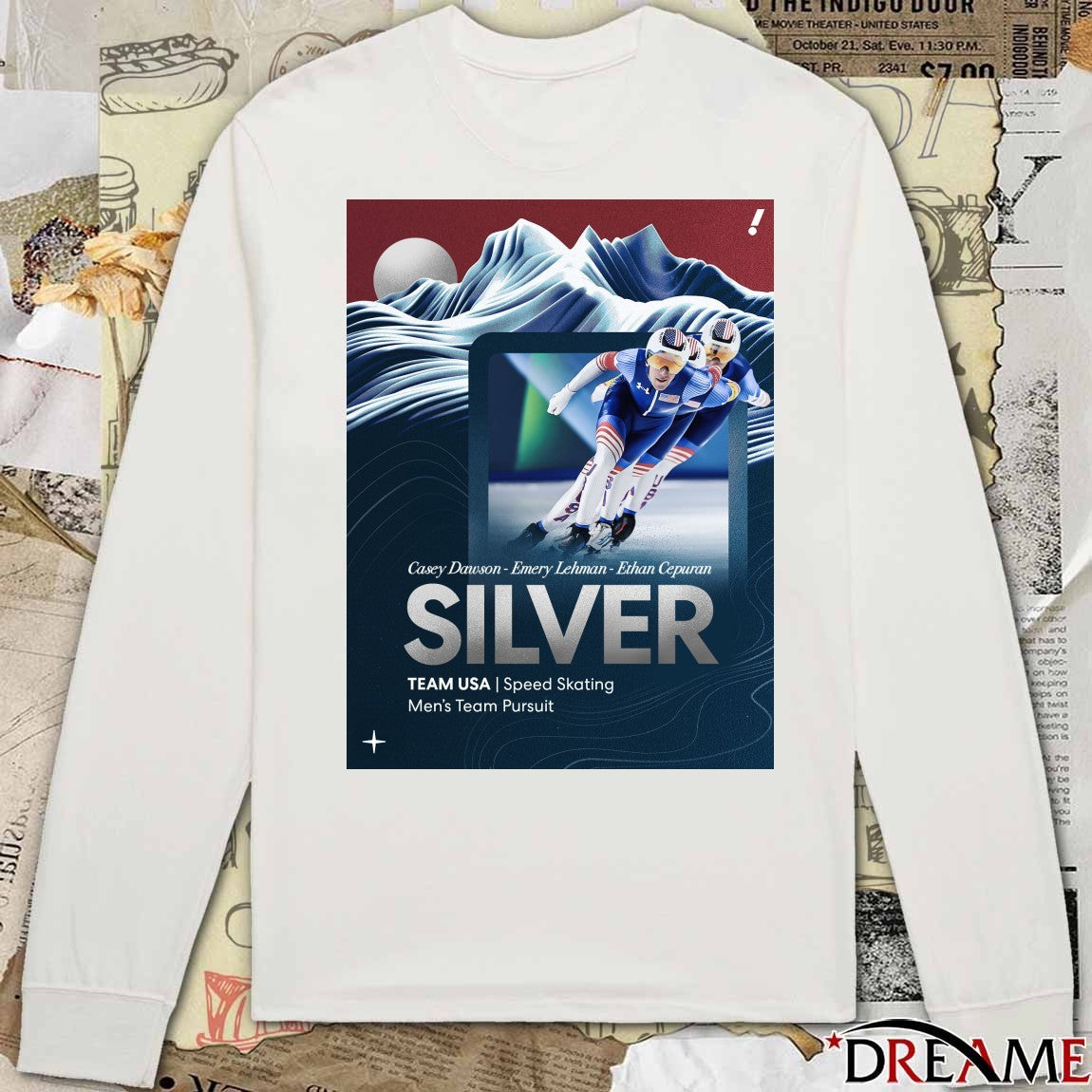 Casey Dawson – Emery Lehman – Ethan Cepuran SILVER TEAM USA Speed Skating Men’s Team Pursuit t-shirt