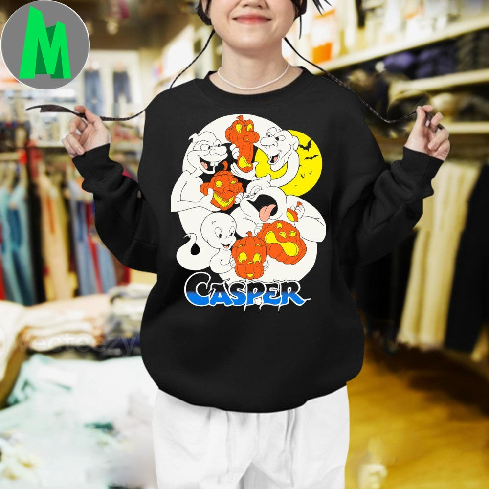 Casper The Friendly Ghost Halloween Party T-Shirt Cartoon Fan Tee Spooky Season