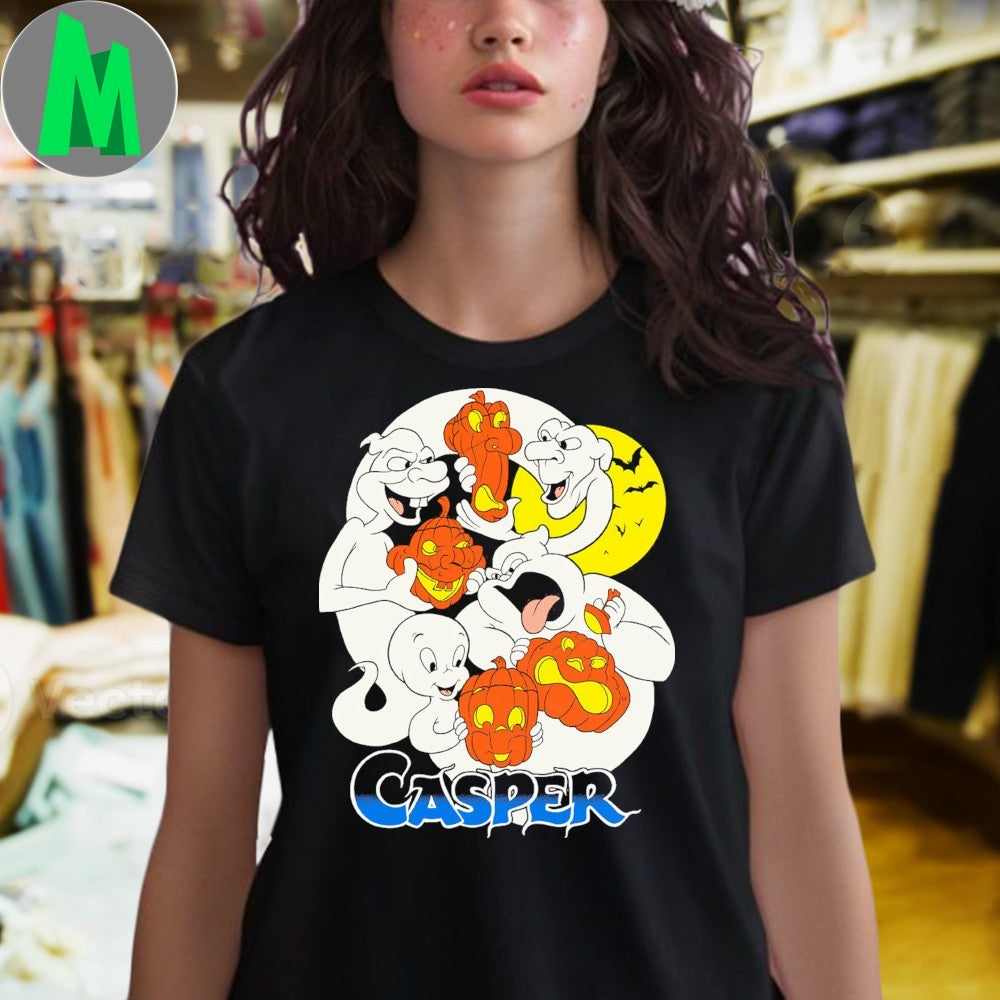 Casper The Friendly Ghost Halloween Party T-Shirt Cartoon Fan Tee Spooky Season