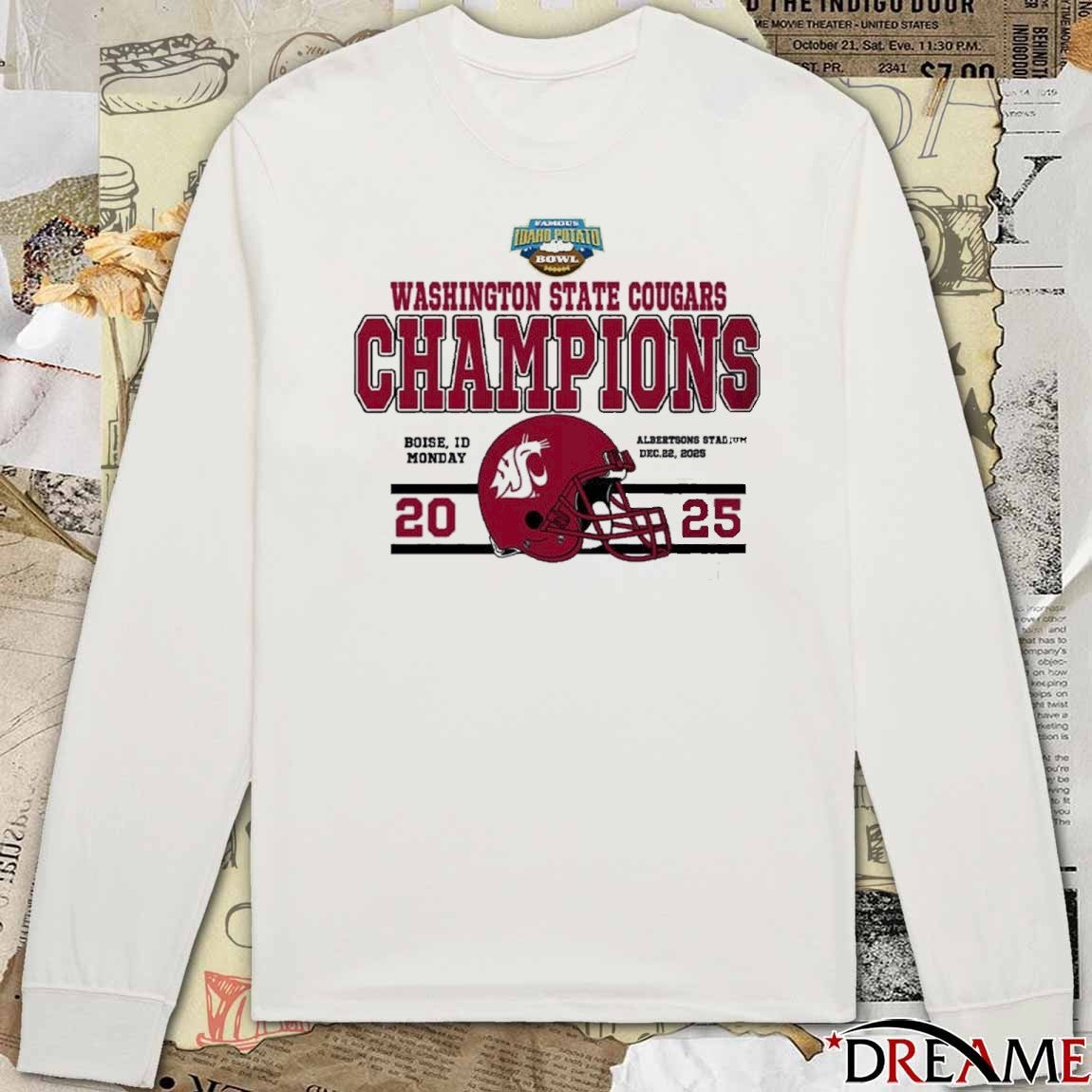 Celebrates 2025 Famous Idaho Potato Bowl Champions Washington State Cougars Helmets Football The Champions 2025 t-shirt