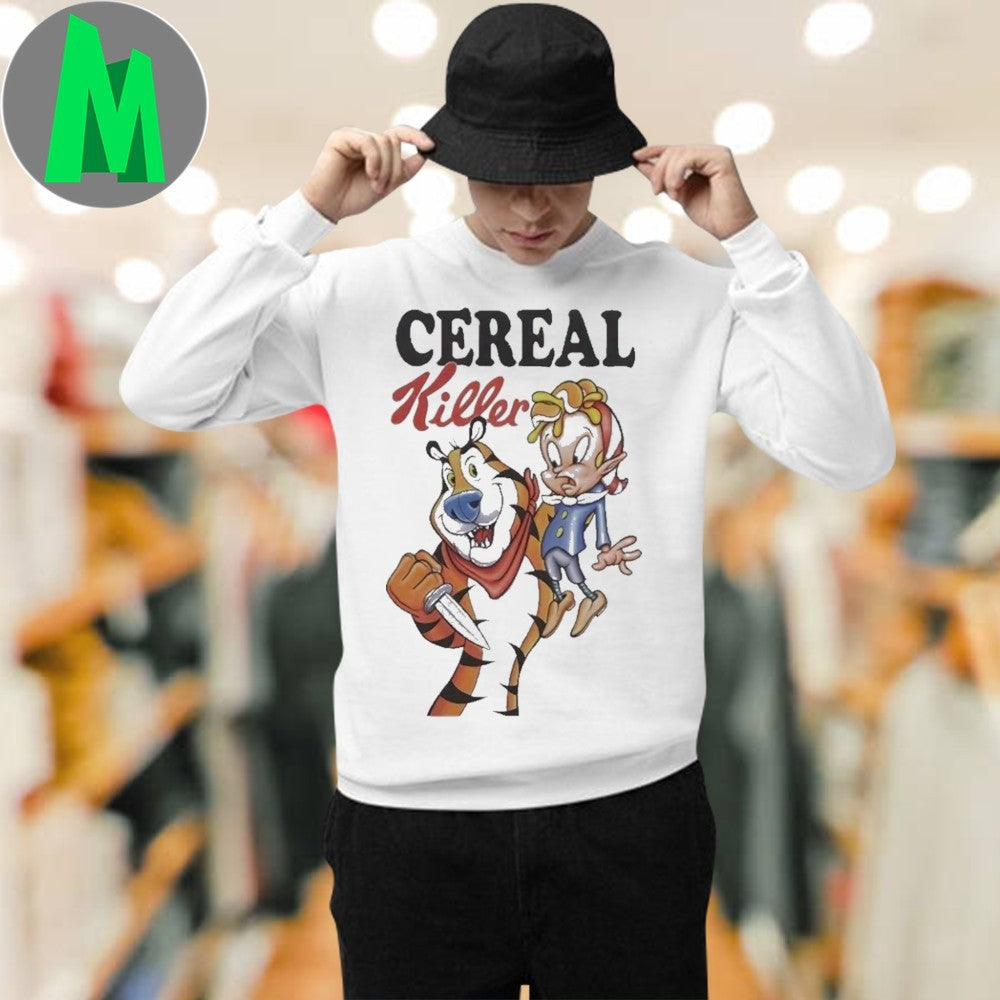 Cereal Killer Tony The Tiger Funny Graphic T-Shirt Cartoon Fan Tee