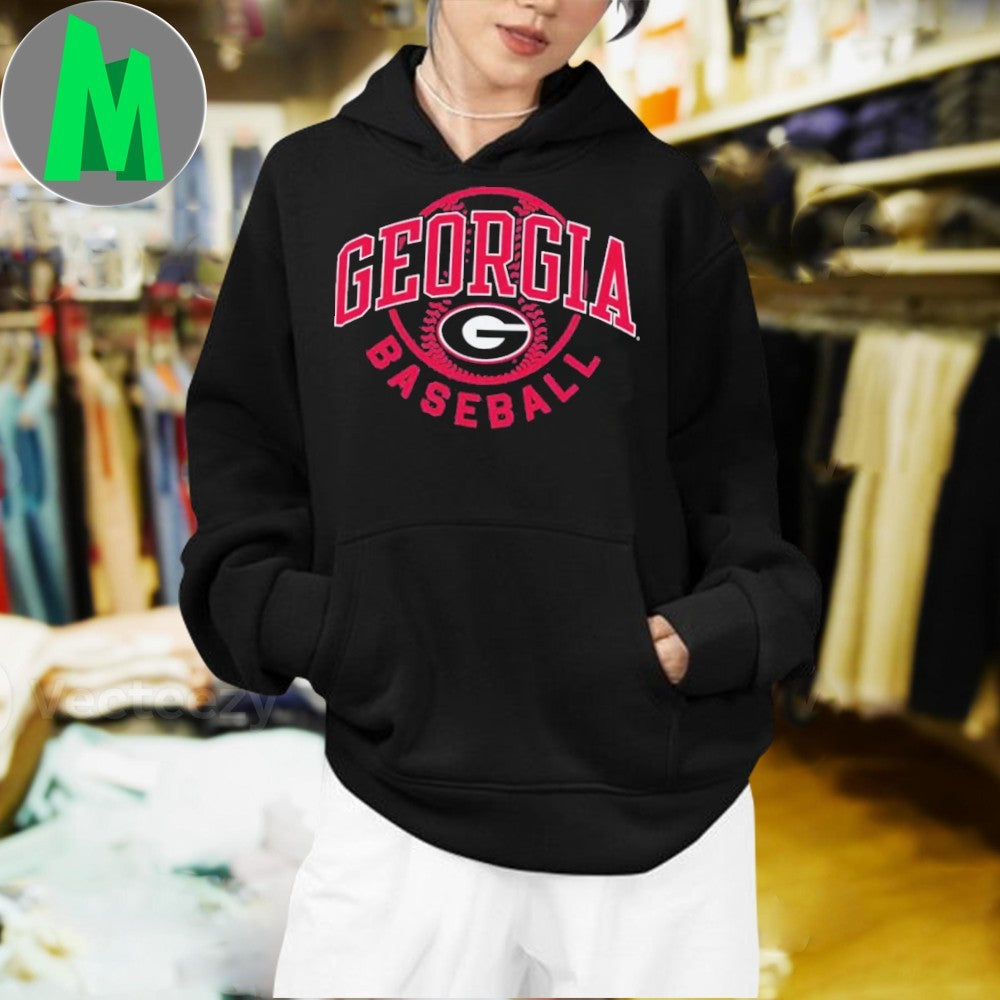 Champion Georgia Bulldogs Baseball T-Shirt NCAA College Sports Fan Apparel Black Team Graphic Tee