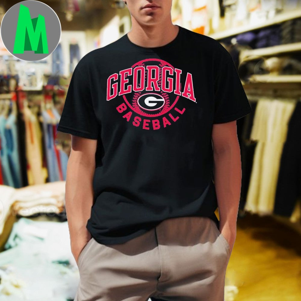 Champion Georgia Bulldogs Baseball T-Shirt NCAA College Sports Fan Apparel Black Team Graphic Tee