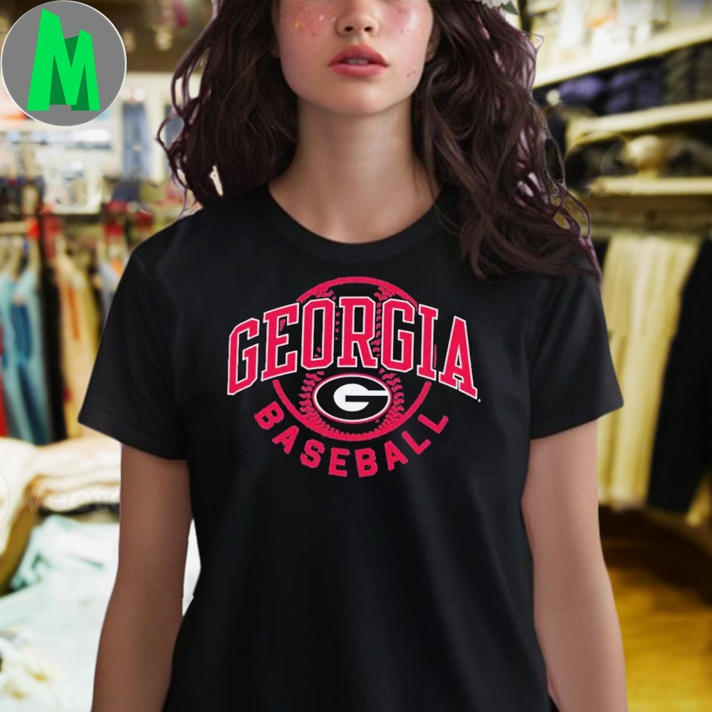 Champion Georgia Bulldogs Baseball T-Shirt NCAA College Sports Fan Apparel Black Team Graphic Tee