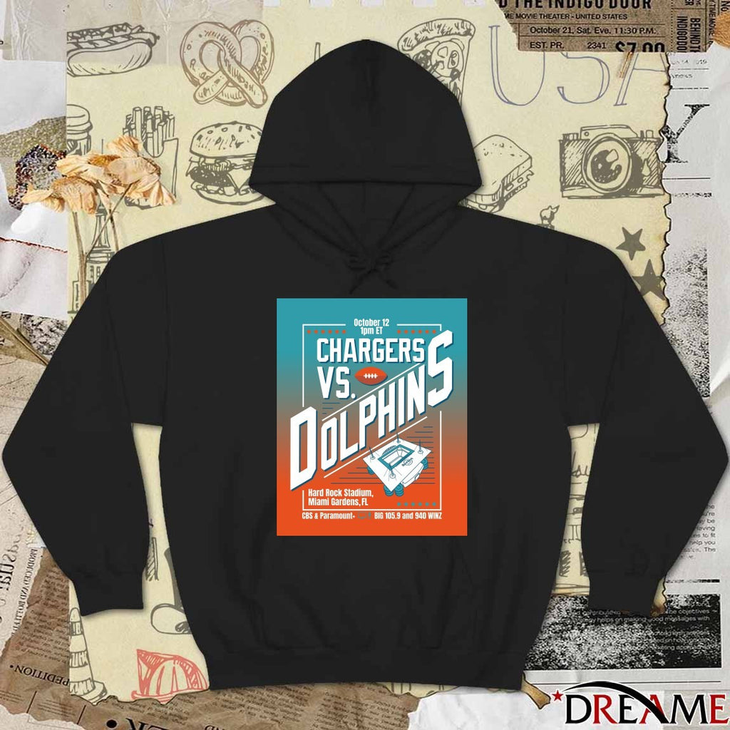 Chargers Vs Dolphins October 12 2025 Hard Rock Stadium Miami Gardens FL Poster t-shirt