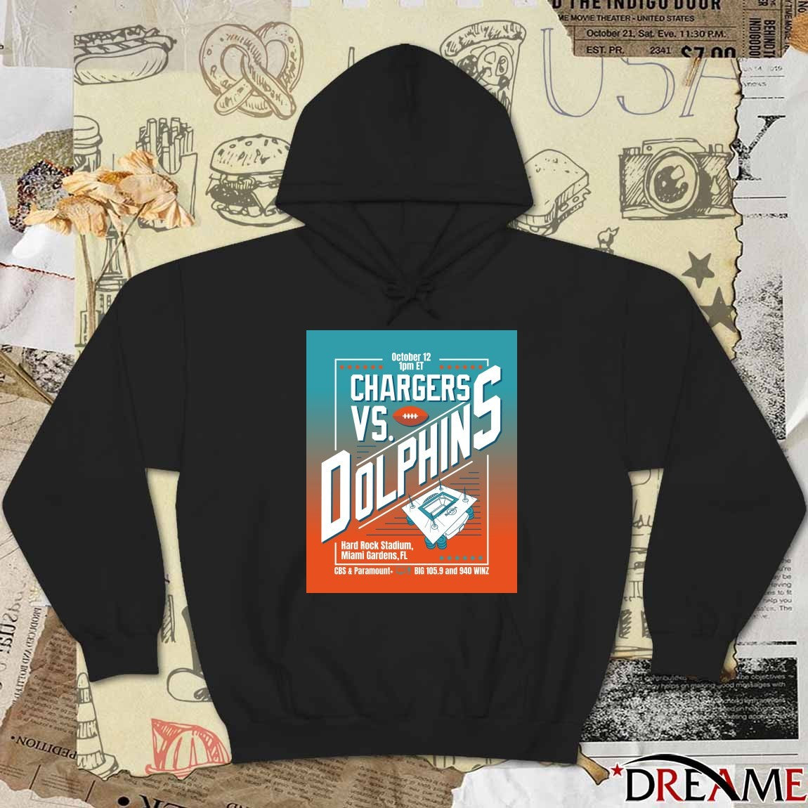 Chargers Vs Dolphins October 12 2025 Hard Rock Stadium Miami Gardens FL Poster t-shirt