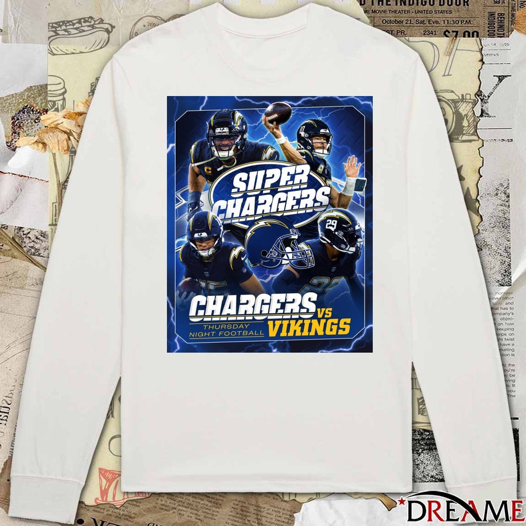 Chargers Vs Vikings Super Chargers Thursday Night Football 2025 Poster t-shirt