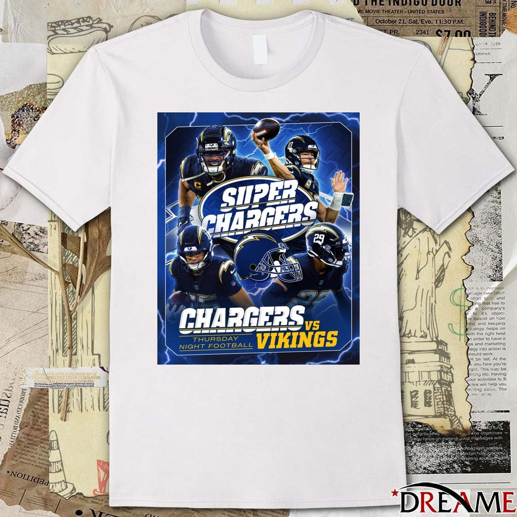 Chargers Vs Vikings Super Chargers Thursday Night Football 2025 Poster t-shirt
