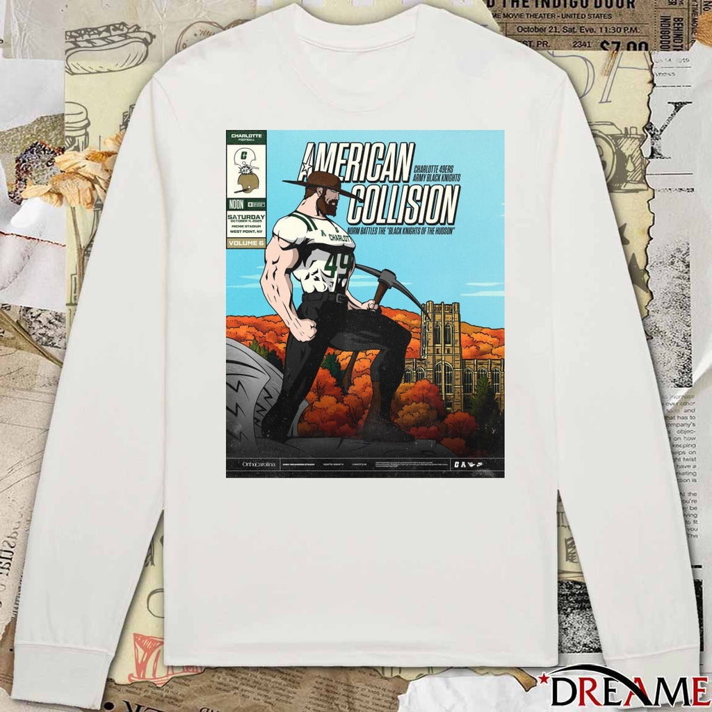 Charlotte 49ers Vs Army Black Knights American Collision Saturday October 11 2025 Poster t-shirt