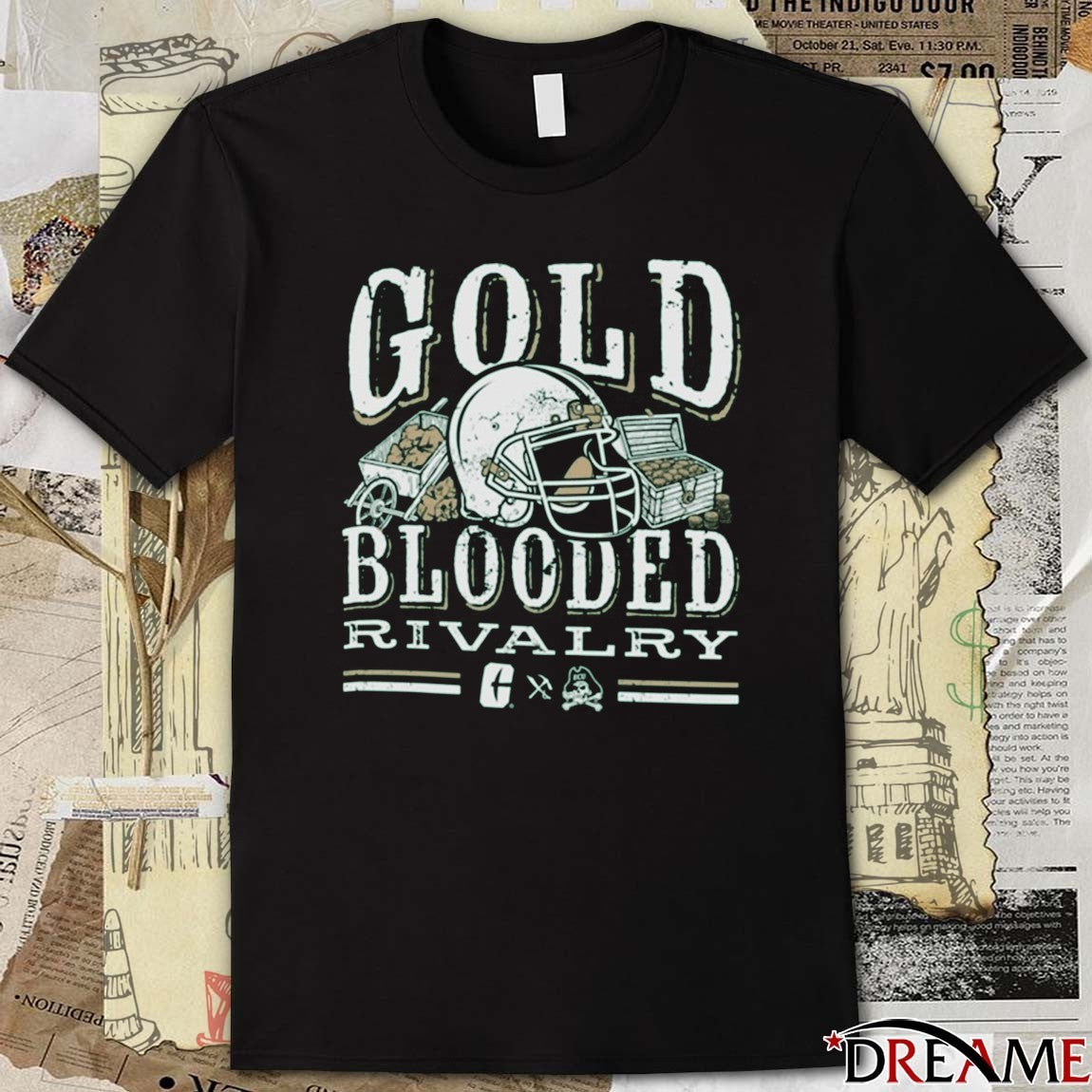 Charlotte 49ers Vs ECU Pirates November 8th 2025 in Greenville NC Gold Blooded Rivalry t-shirt
