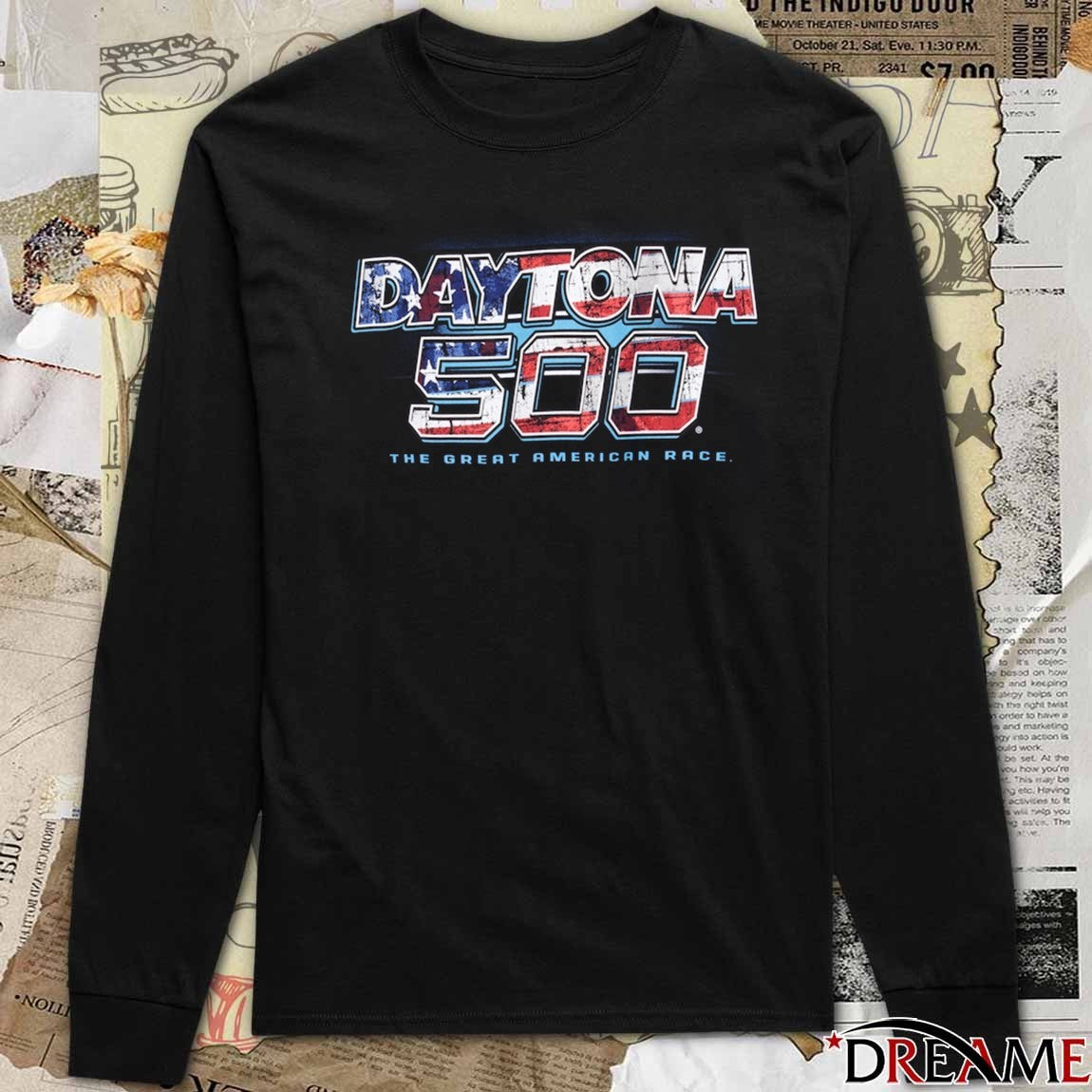 Checkered Flag Sports Daytona International Speedway 2026 Daytona 500 The Great American Race USA Flag Graphic t-shirt