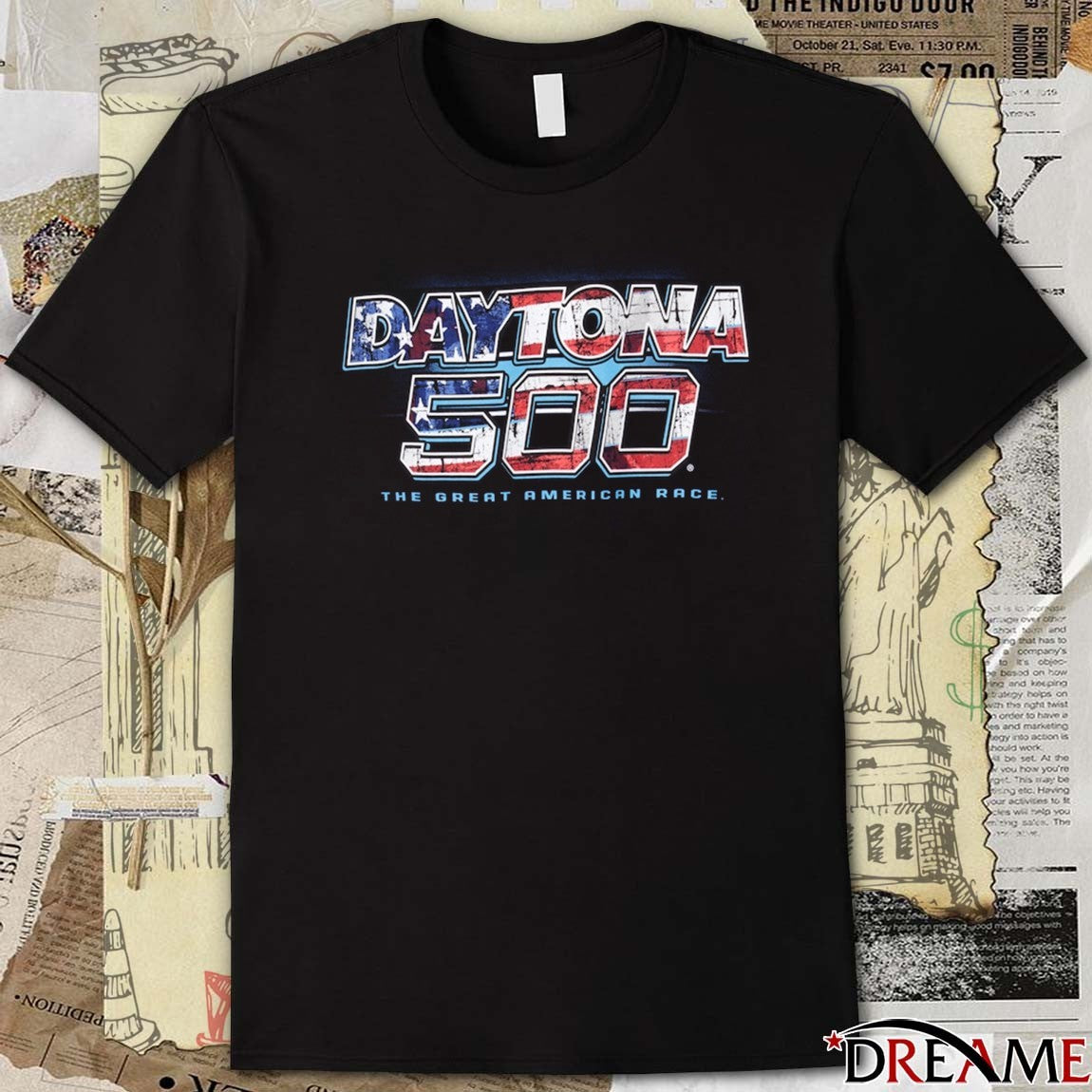 Checkered Flag Sports Daytona International Speedway 2026 Daytona 500 The Great American Race USA Flag Graphic t-shirt