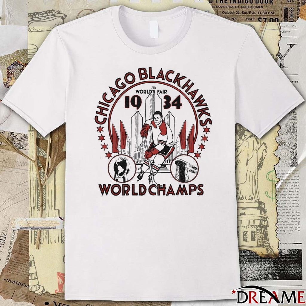 Chicago Blackhawks World’s Fair 1934 World Champs Homage t-shirt