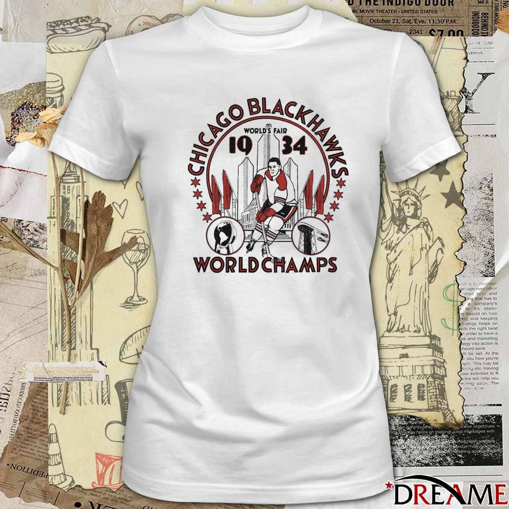 Chicago Blackhawks World’s Fair 1934 World Champs Homage t-shirt