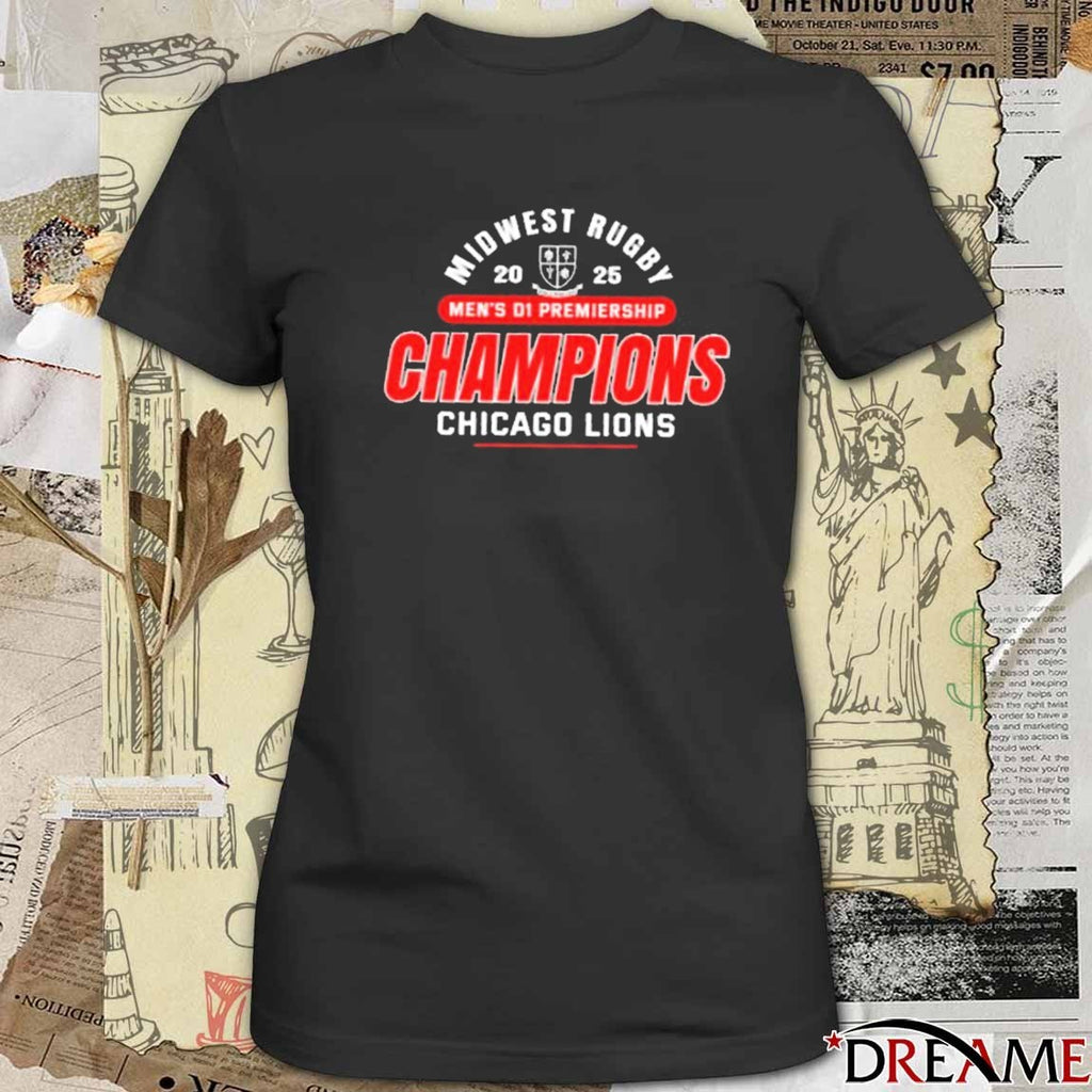 Chicago Lions 2025 Midwest Rugby Men’s D1 Premiership Champions t-shirt