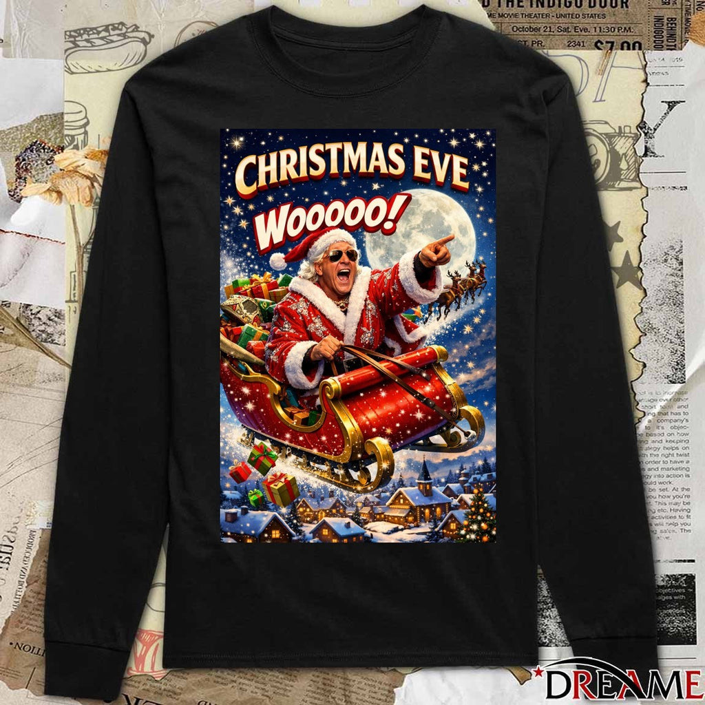 Christmas Eve Wooooo Ric Flair Santa Claus Is Coming To Town 2025 Poster t-shirt