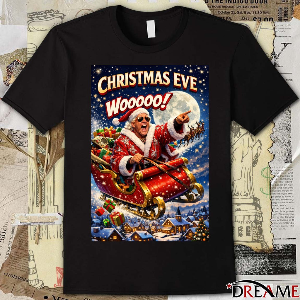 Christmas Eve Wooooo Ric Flair Santa Claus Is Coming To Town 2025 Poster t-shirt