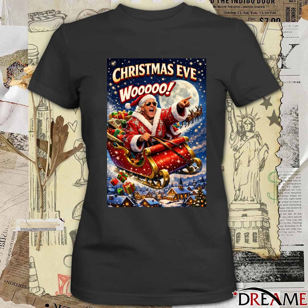 Christmas Eve Wooooo Ric Flair Santa Claus Is Coming To Town 2025 Poster t-shirt