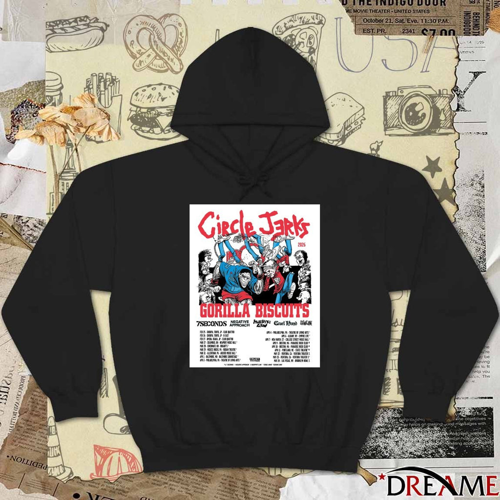 Circle Jerks, Gorilla Biscuits and Negative Approach Tour Starts 2026 Poster t-shirt