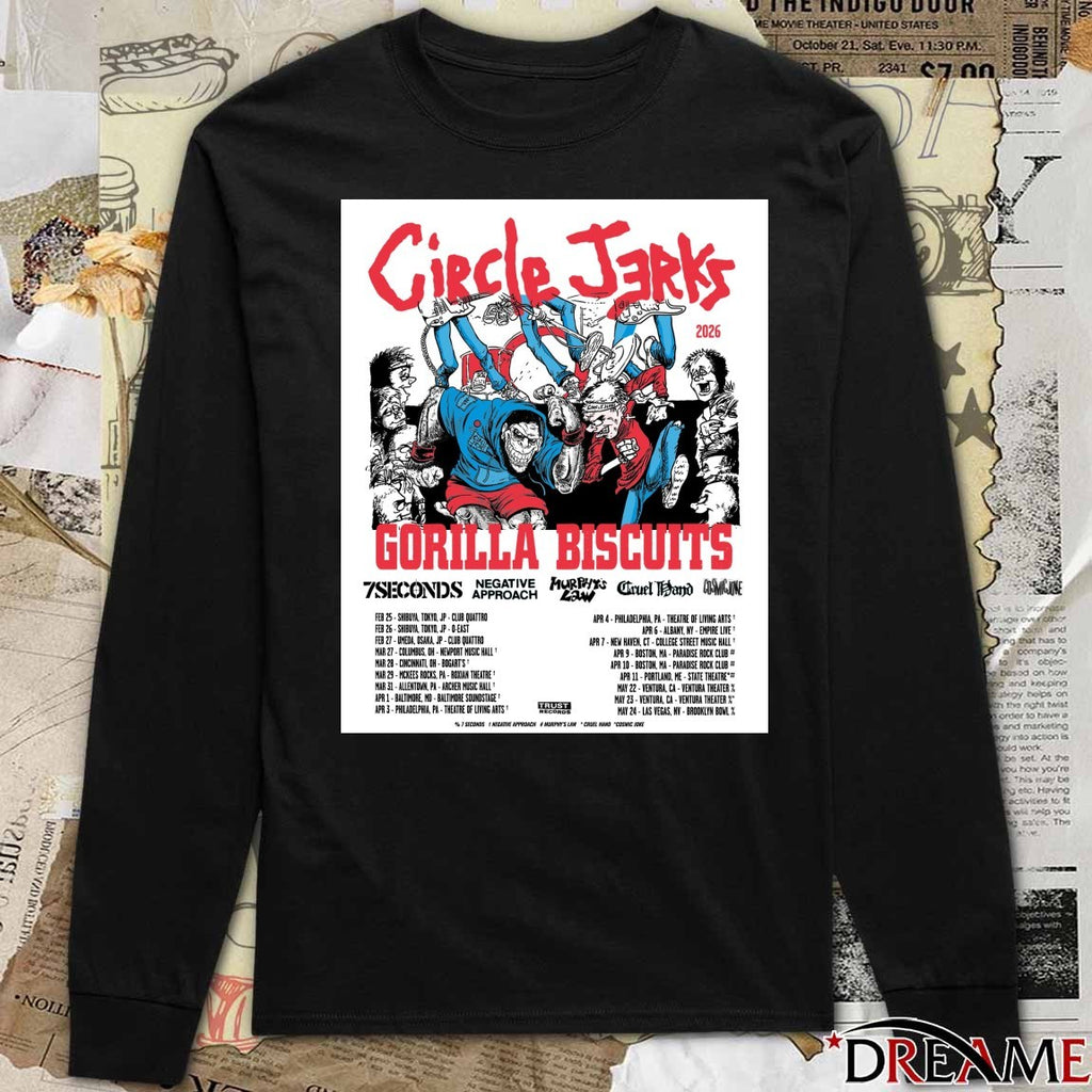 Circle Jerks, Gorilla Biscuits and Negative Approach Tour Starts 2026 Poster t-shirt