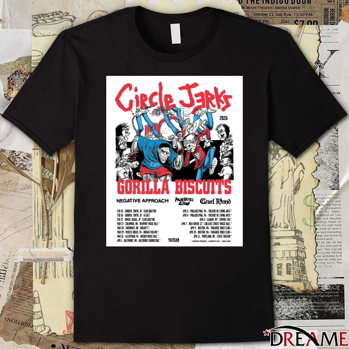Circle Jerks and Gorilla Biscuits 2026 February 25 Club Quattro Shibuya Tokyo Japan Low Tix Poster t-shirt