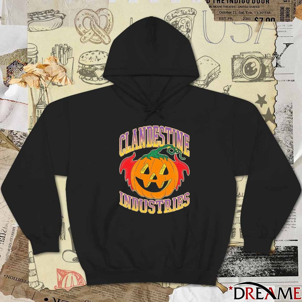 Clandestine Industries Bat Pumpkin Halloween 2025 Retro t-shirt