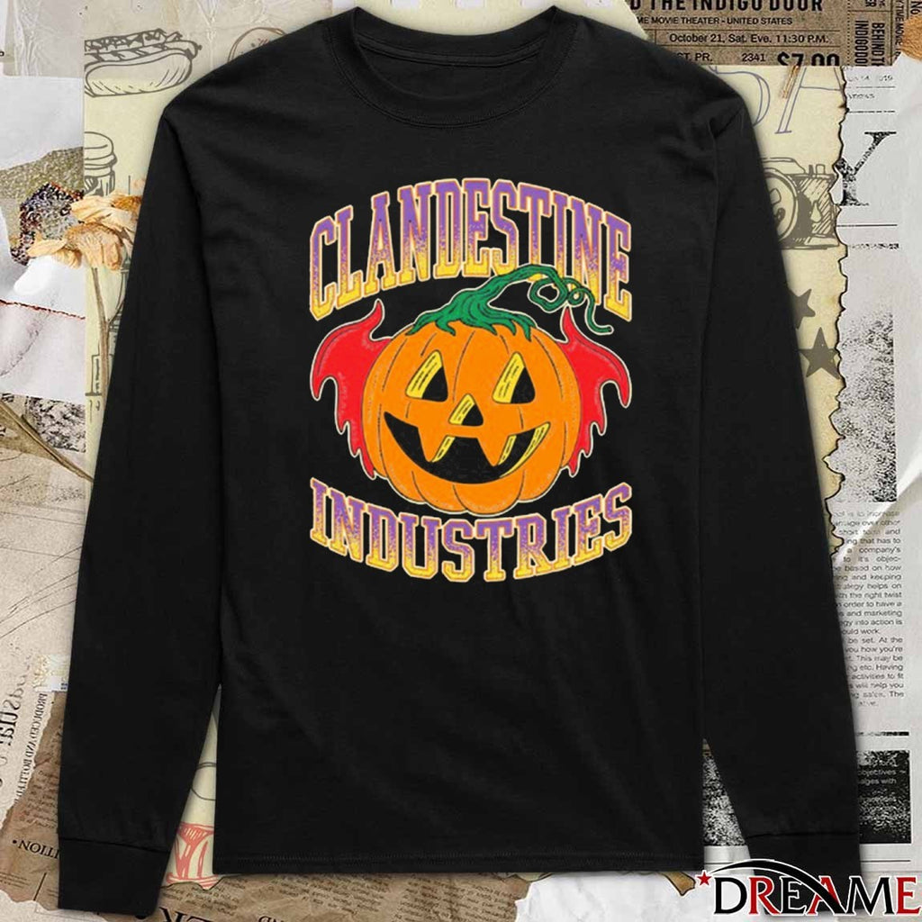 Clandestine Industries Bat Pumpkin Halloween 2025 Retro t-shirt