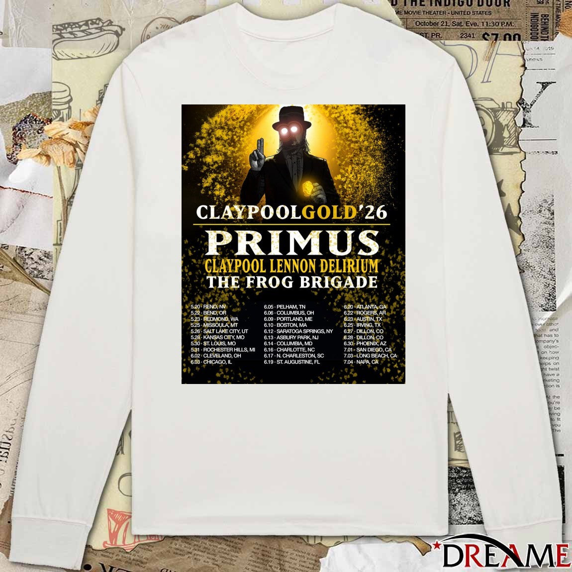 Claypool Gold ’26 Primus Claypool Lennon Delirium The Frog Brigade Poster t-shirt