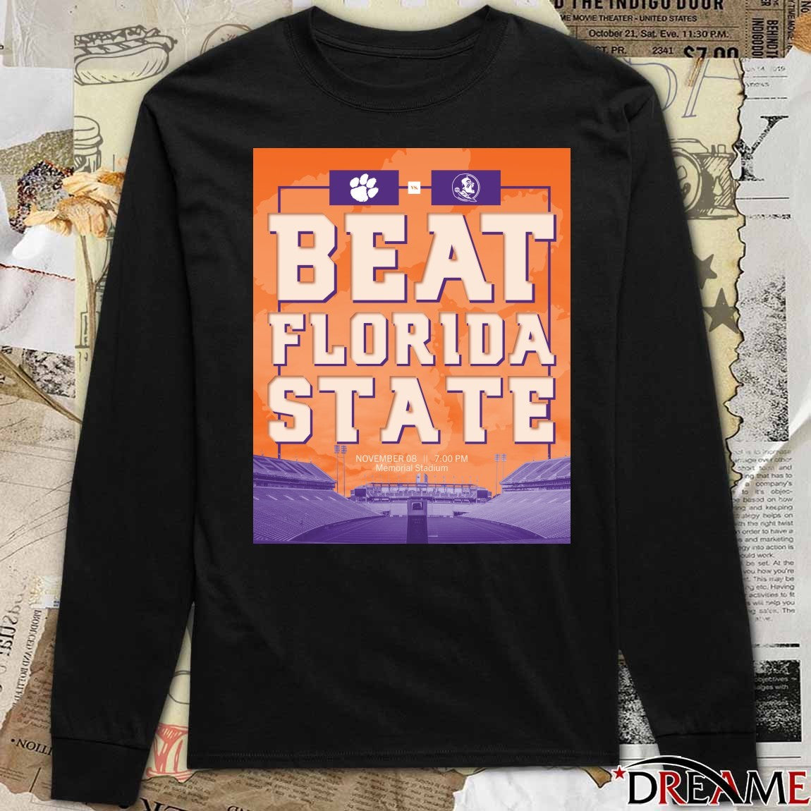 Clemson Tigers Vs Florida State Seminoles Beat Florida State November 8 2025 Memorial Stadium Poster t-shirt