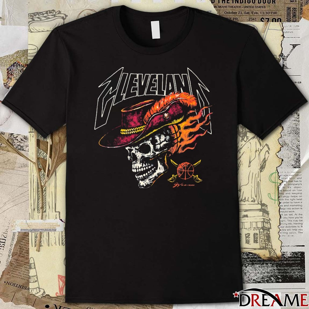 Cleveland Cavaliers Basketball Skull Flames 2025 t-shirt