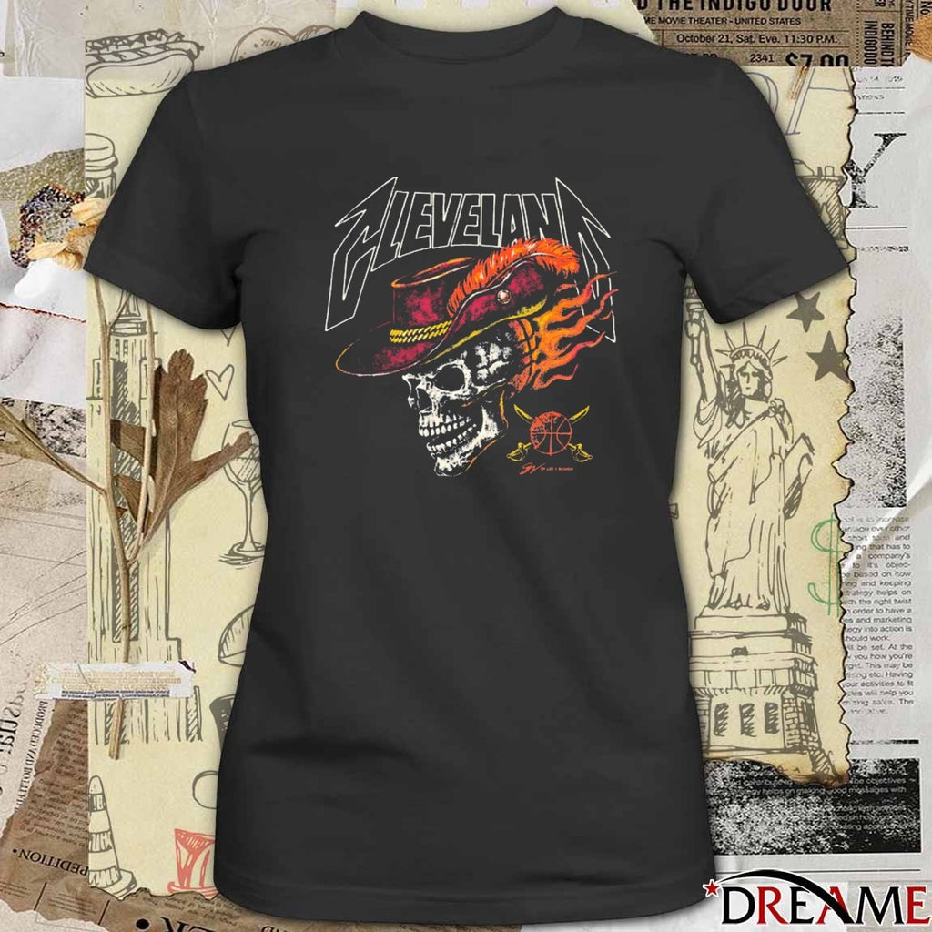 Cleveland Cavaliers Basketball Skull Flames 2025 t-shirt