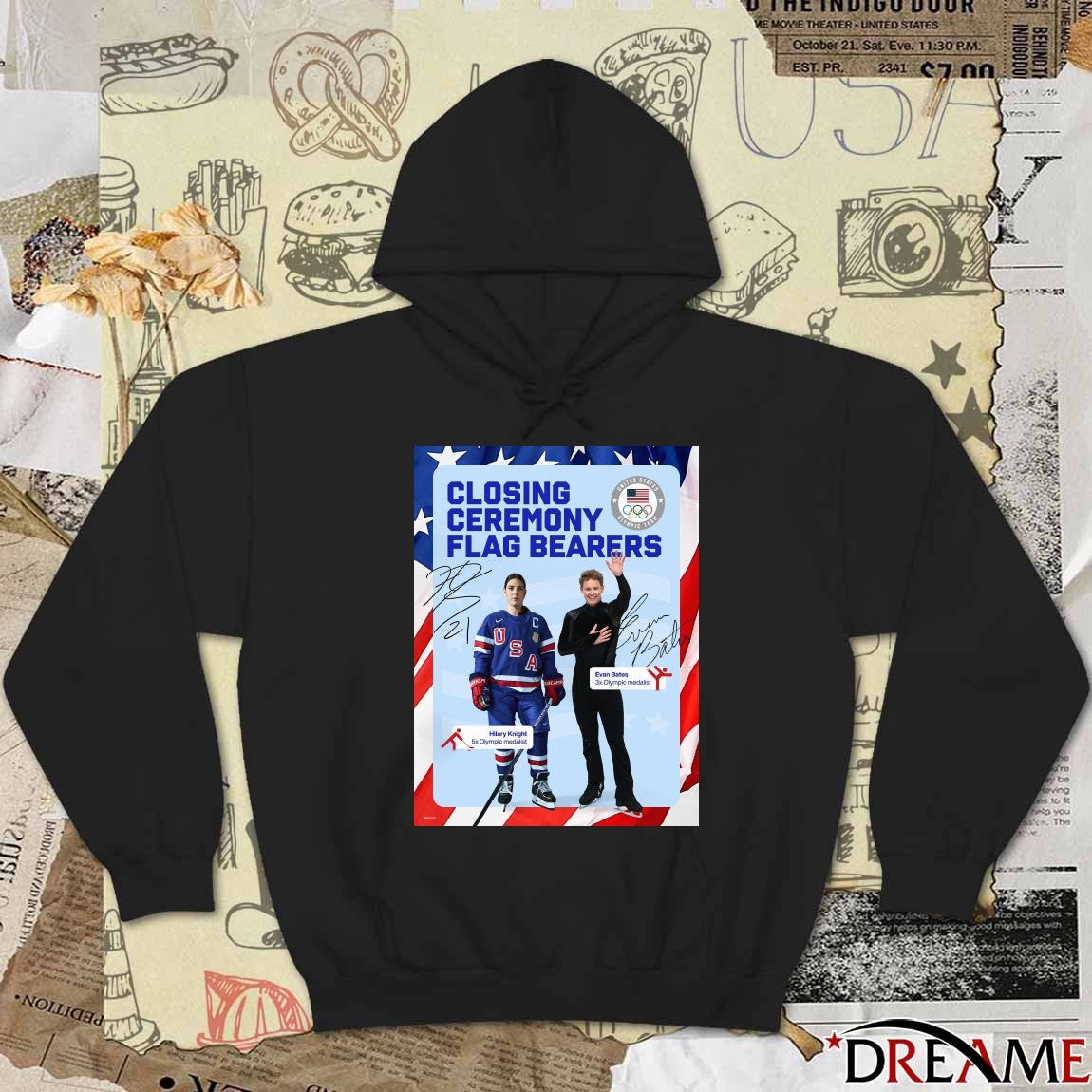 Closing Ceremony Olimpic Train Flag Bearers Hilary Knight and Evan Bates 2026 Winter Olympics t-shirt