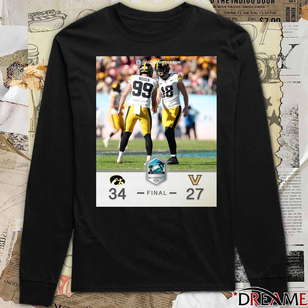 Coca Cola Bowl Season ReliaQuest Bowl Iowa Hawkeyes Vs Vanderbilt Commodores Final Score 34 – 27 Poster t-shirt