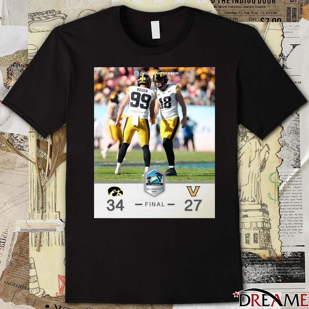 Coca Cola Bowl Season ReliaQuest Bowl Iowa Hawkeyes Vs Vanderbilt Commodores Final Score 34 – 27 Poster t-shirt