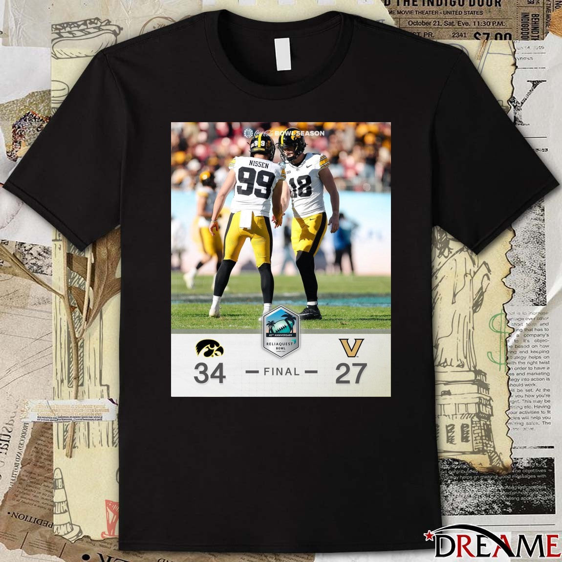 Coca Cola Bowl Season ReliaQuest Bowl Iowa Hawkeyes Vs Vanderbilt Commodores Final Score 34 – 27 Poster t-shirt