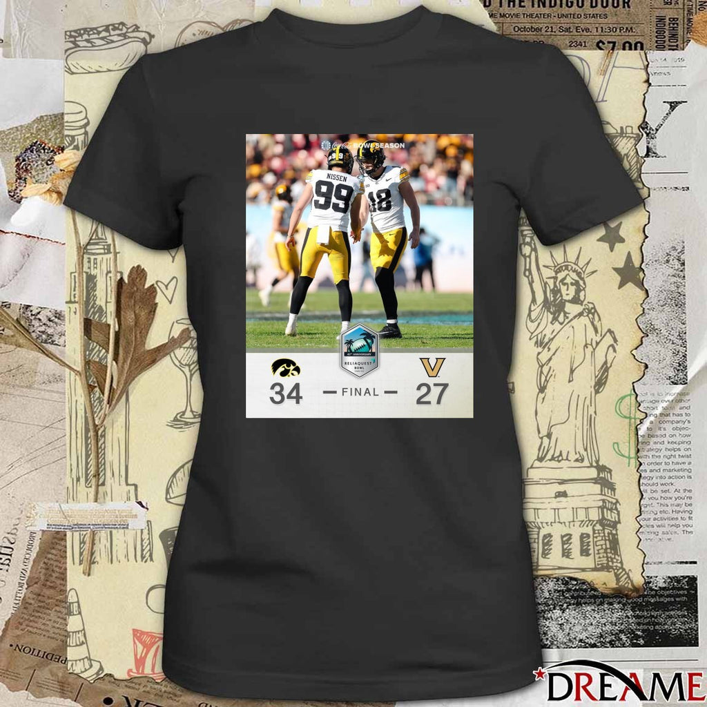Coca Cola Bowl Season ReliaQuest Bowl Iowa Hawkeyes Vs Vanderbilt Commodores Final Score 34 – 27 Poster t-shirt