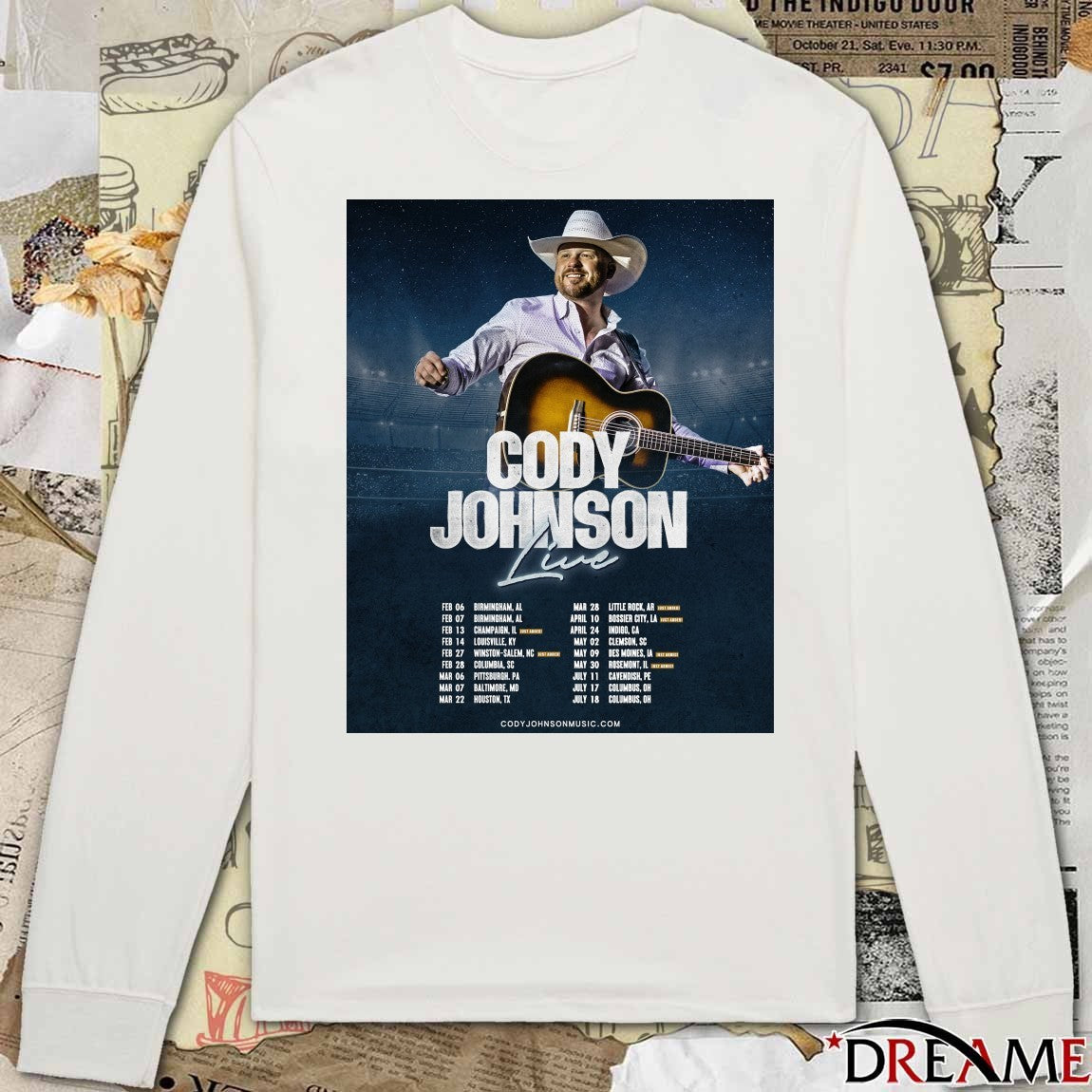 Cody Johnson Live 2026 February 06-07 Birmingham AL February 13 Champaign IL Poster t-shirt