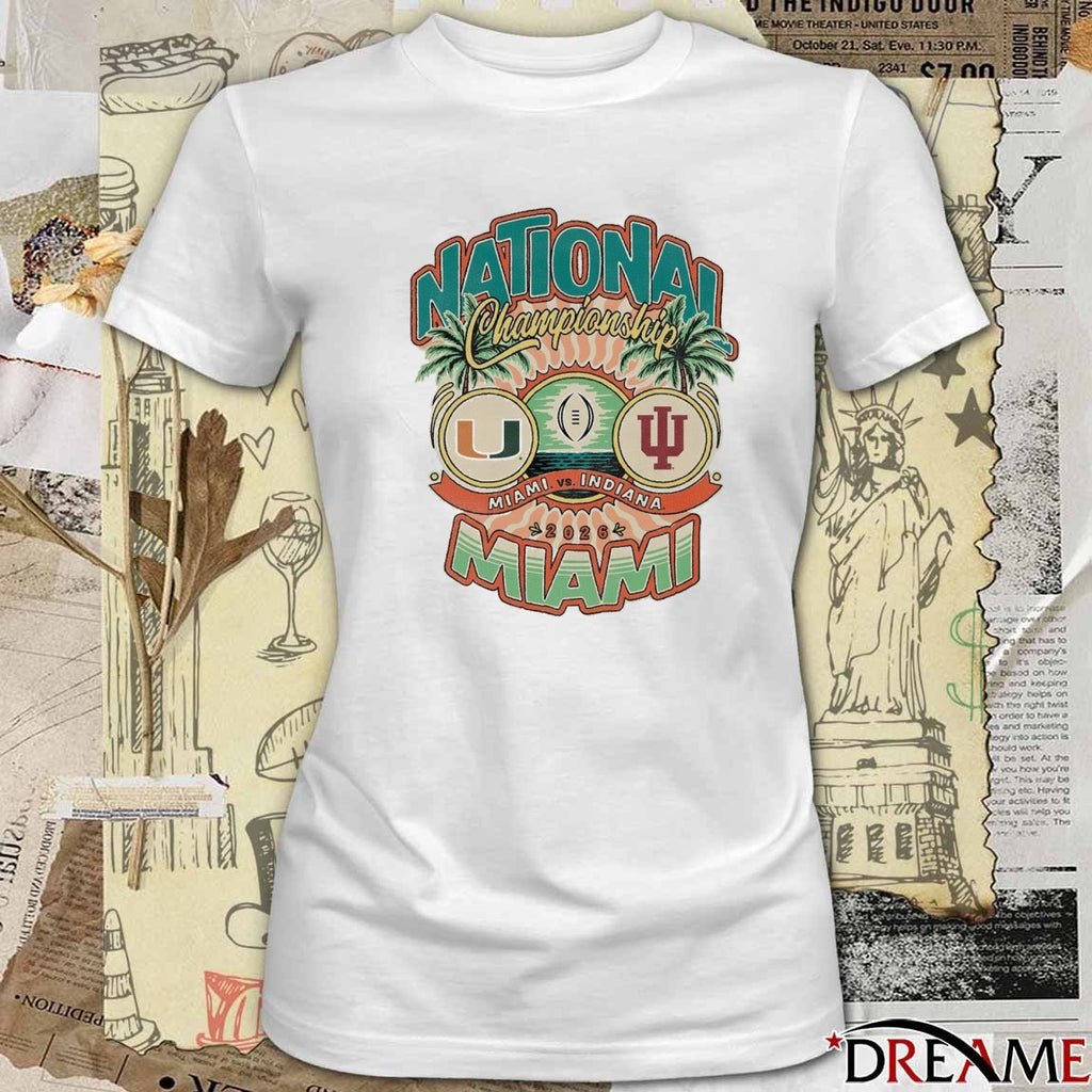 College Football Playoff 2026 National Championship Matchup Miami Vs Indiana t-shirt