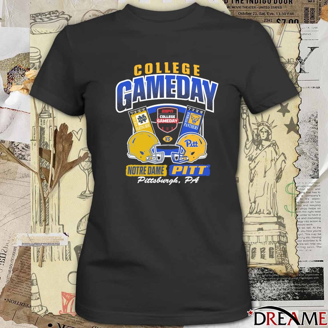 College GameDay Notre Dame Fighting Irish Vs Pittsburgh Panthers ESPN Pittsburgh PA 11 15 2025 Ticket t-shirt