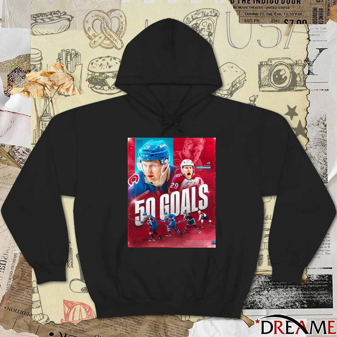 Colorado Avalanche Nathan MacKinnon 50-Goal Seasons In NHL Career Poster t-shirt