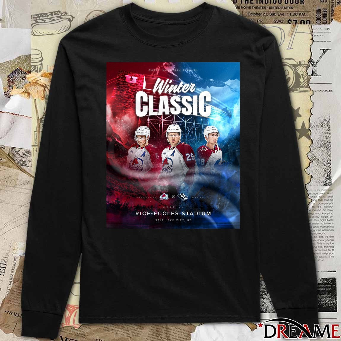 Colorado Avalanche vs. Utah Hockey Club Rocky Mountain Rivalry Winter Classic 2026-27 Rice-Eccles Stadium Poster t-shirt