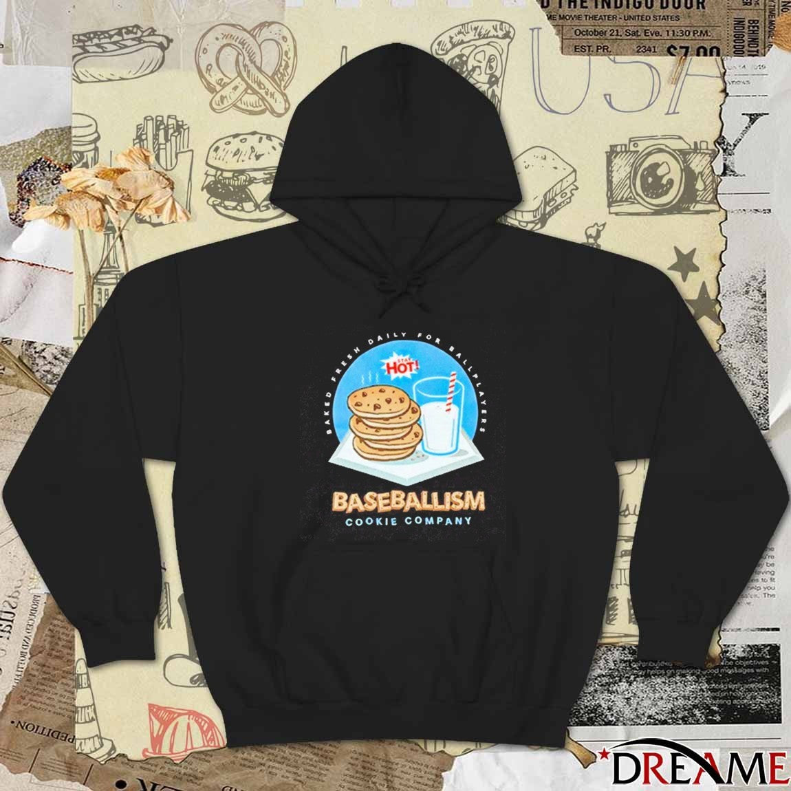 Cookies & Milk Baked Fresh Daily For Ballplayers Baseballism t-shirt