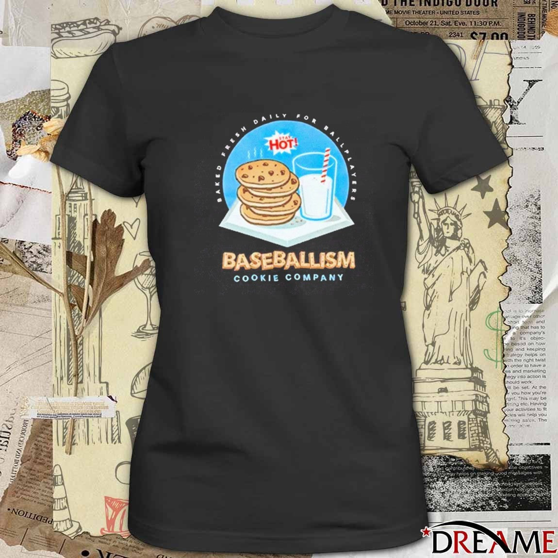 Cookies & Milk Baked Fresh Daily For Ballplayers Baseballism t-shirt
