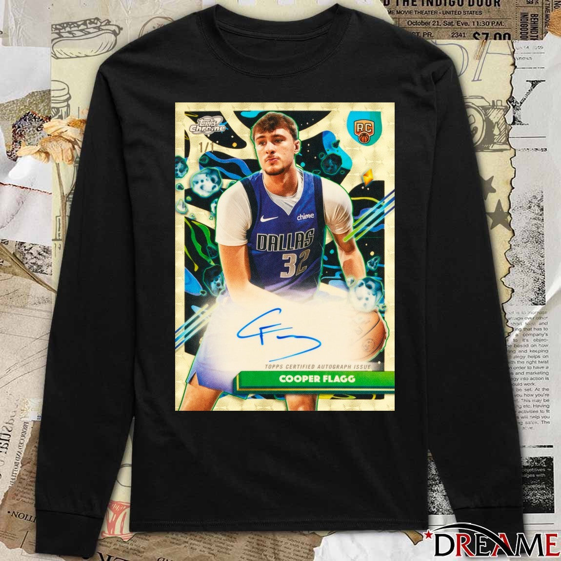 Cooper Flagg Topps Cosmic Chrome Basketball Card Signature t-shirt