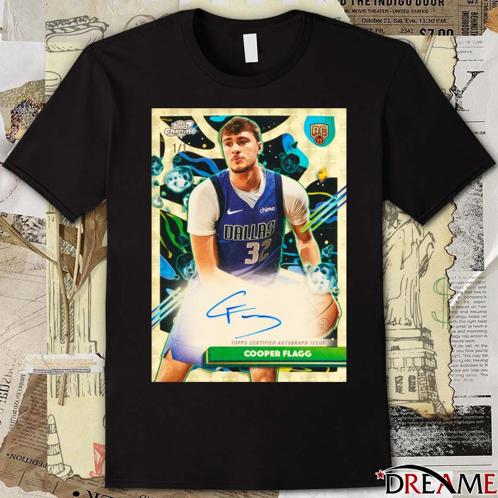 Cooper Flagg Topps Cosmic Chrome Basketball Card Signature t-shirt