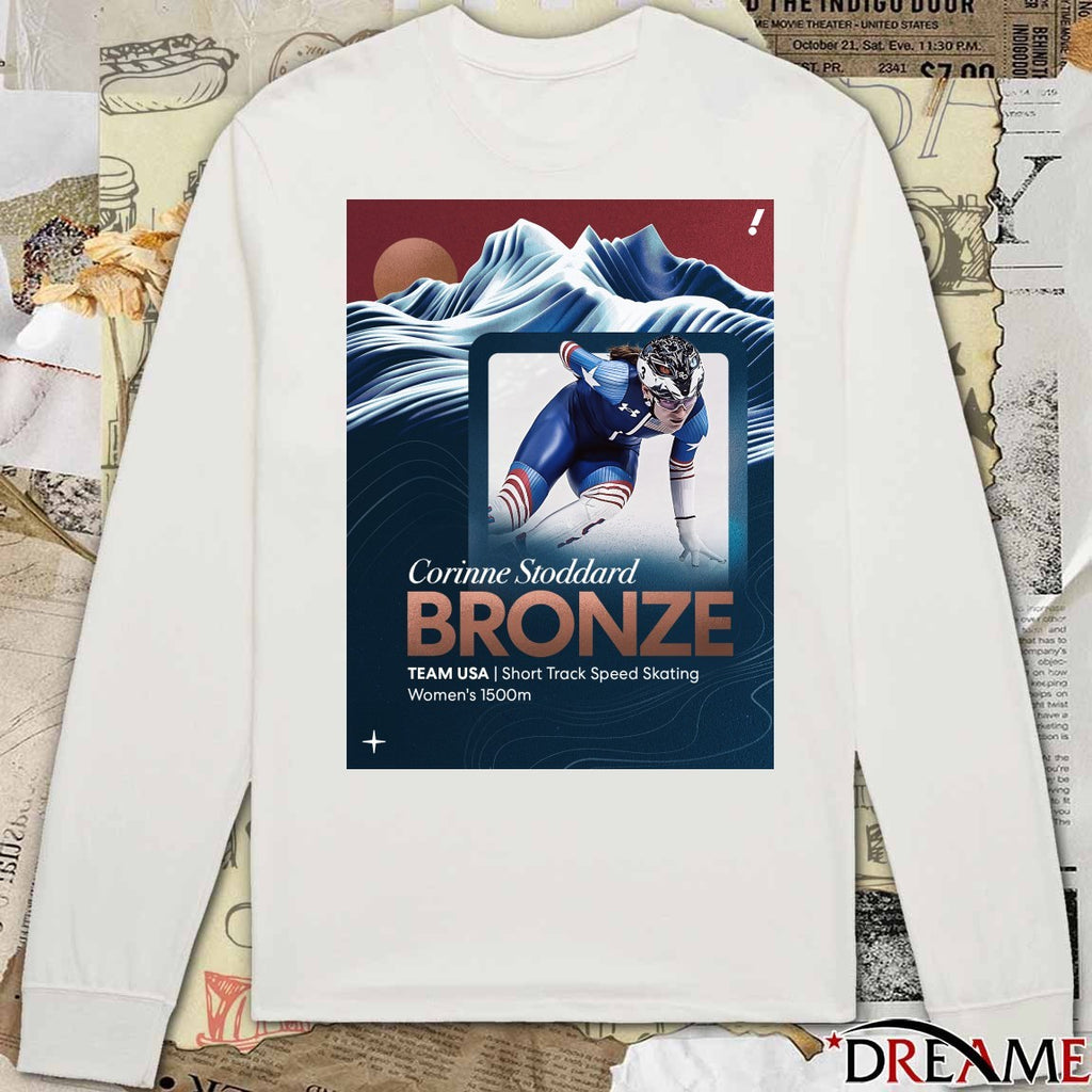 Corinne Stoddard BRONZE TEAM USA Short Track Speed Skating Women’s 1500m t-shirt
