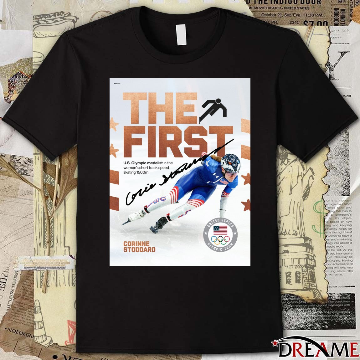 Corinne Stoddard The First U.S. Olympic medalist in the women’s short track speed skating 1500m Signature t-shirt