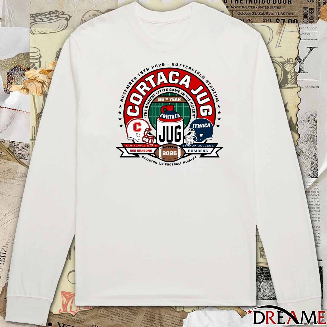 Cortland State Red Dragons Vs Ithaca College Bombers Cortaca Jug 2025 Division III Football Rivalry t-shirt